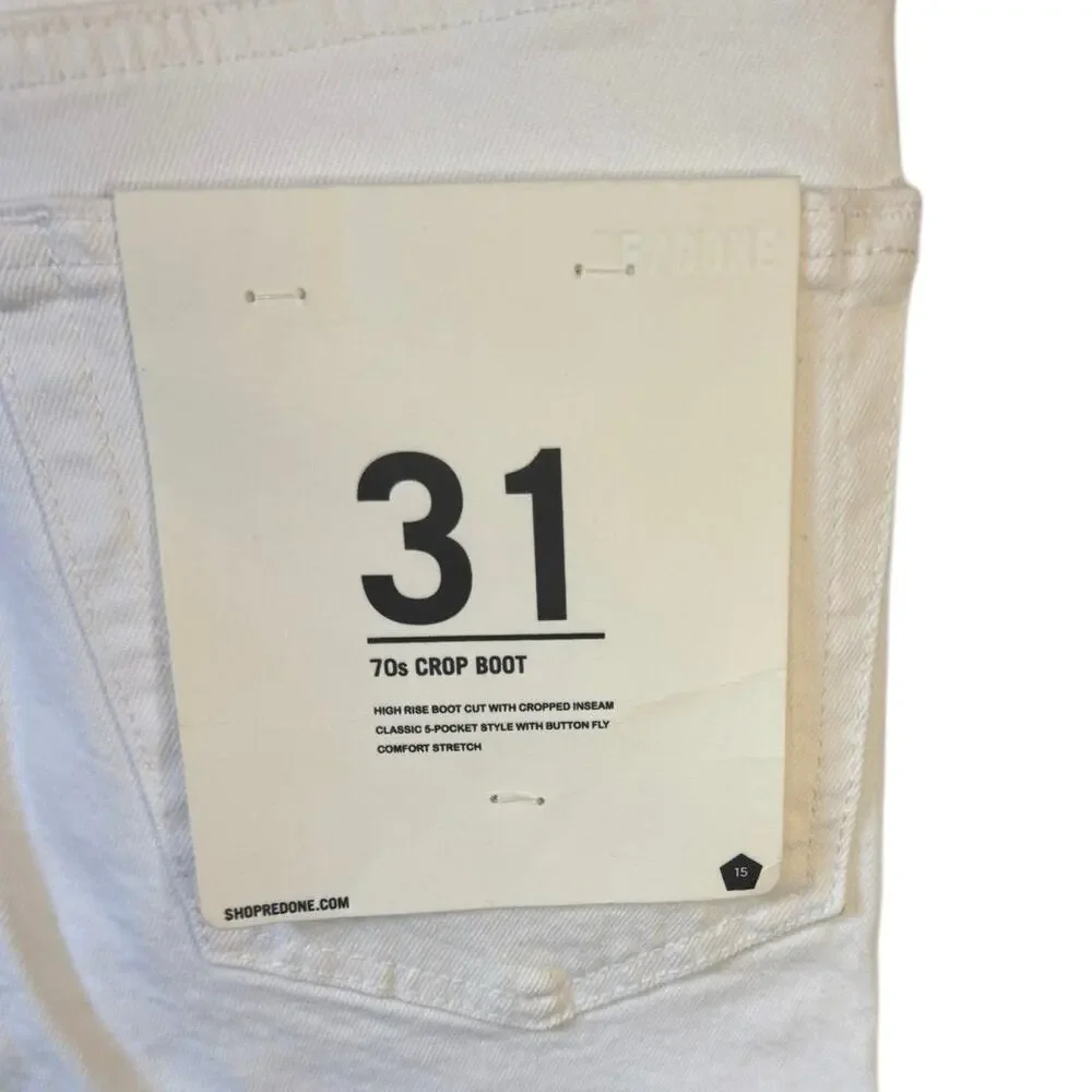 RE/DONE NWT 70s Crop Boot Jeans White Denim Size 31 High Rise Recycled Levi’s